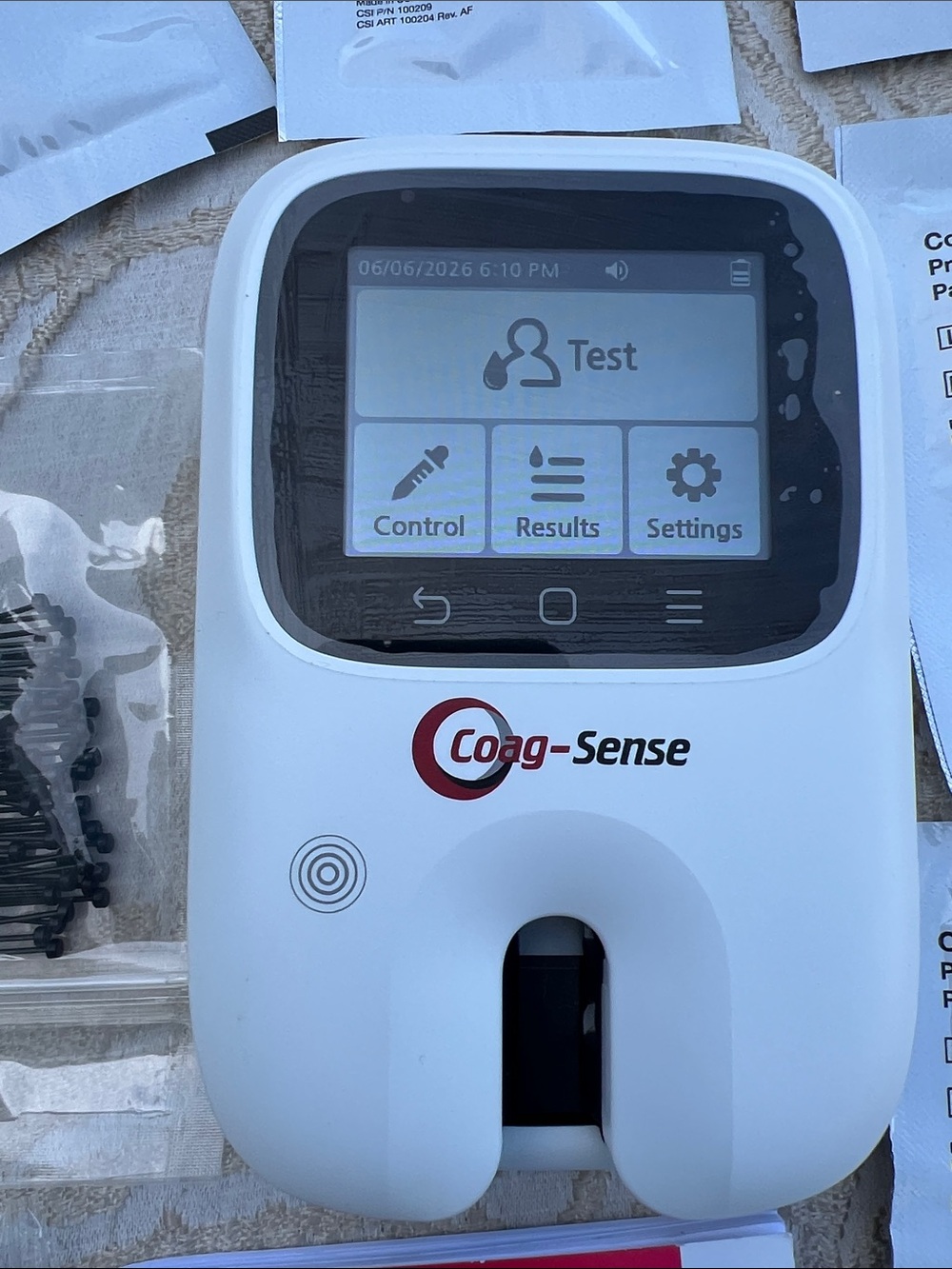 Coag-Sense Self-Test PT/INR Digital Monitor Kit & Case & Strips
